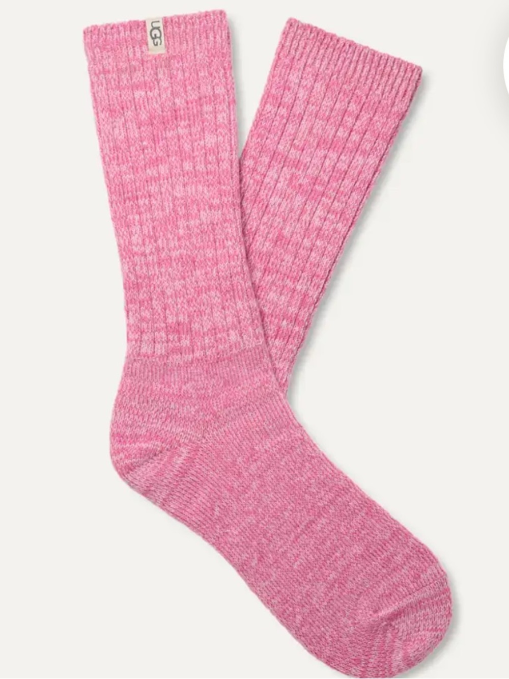 UGG Pink Ribbed Slouch Crew Socks for woman’s onesize tall boot